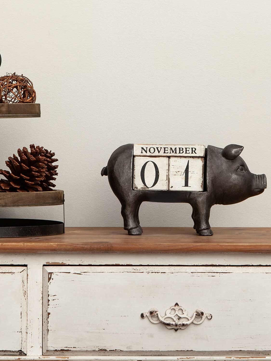 Pig Wooden Desk Calendar